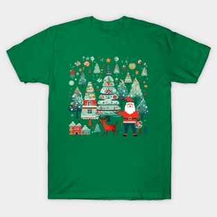 Copy of Christmas Cartoon Fun with Santa, Reindeer, and Trees T-Shirt